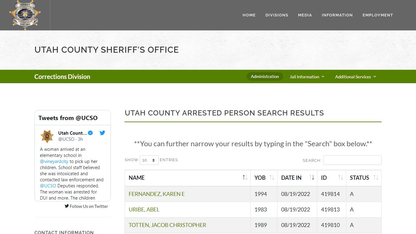 Utah County Sheriff's Office Inmate Search